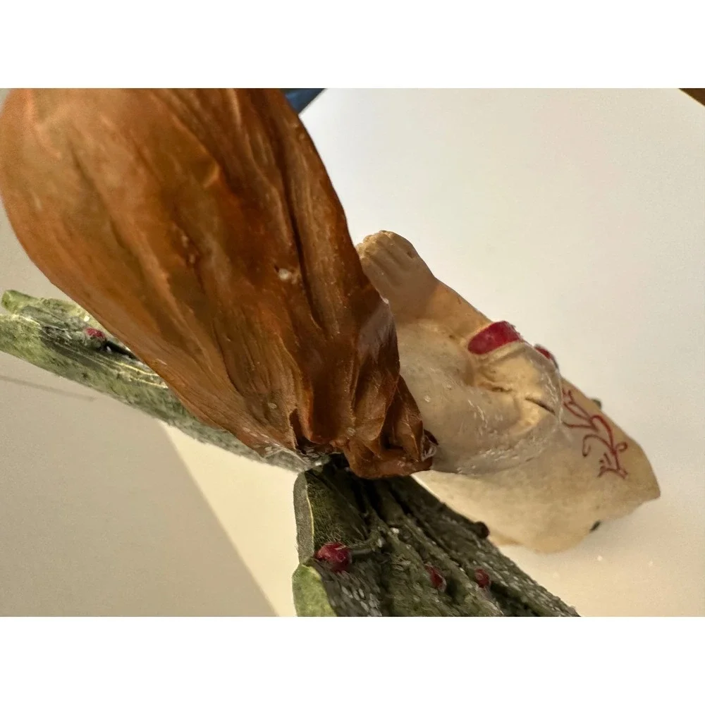 Christmas Angel Figurine Holly Wings Evergreen Tree Base Resin Holiday‎ Decor